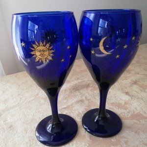 Libby Sun Stars and Moon Wine Glasses
